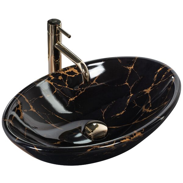Umývadlo na dosku REA PAMELA Black Marble Shiny