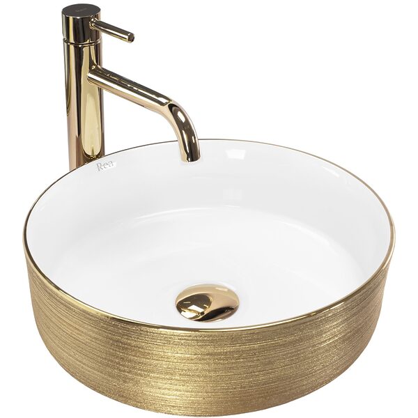 Umývadlo na dosku Rea Sami White Brush Gold
