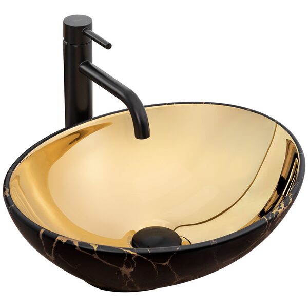 Umývadlo na dosku REA Sofia in Gold marble black